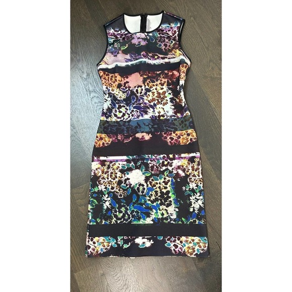 CLOVER CANYON Neoprene "Floral Filter" Fall Sleeveless Sheath Dress sz S - $315‎ - Picture 3 of 5